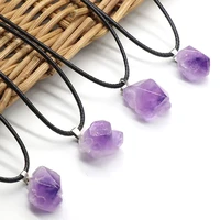 natural amethysts stone irregular shape charms pendants necklace accessories for women jewelry gifts size 10 18mm length 38cm
