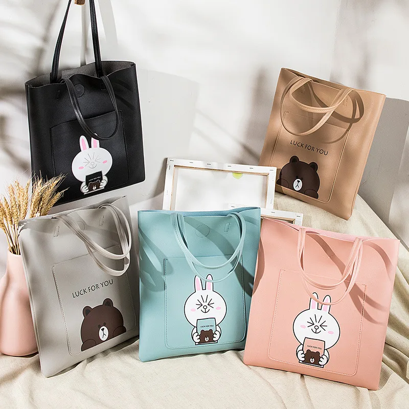 

0-348898343434 2021 new Pu Candy Color Handbag, cartoon animal shopping bags, foreign trade wholesale female bag