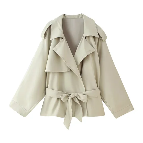 Повседневная офисная женская куртка-бомбер шикарная шнуровка с воротником с лацканами и длинными рукавами женское пальто весенняя новая офисная женская верхняя одежда для поездок на работу