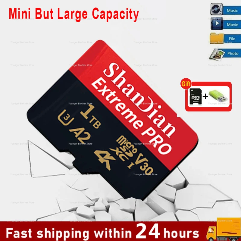 

2TB Micro SD Card High Speed 1TB Mini Card 512GB TF Flash Card Extrem Pro Memory Card for Smartphone/camera with Free Adapter