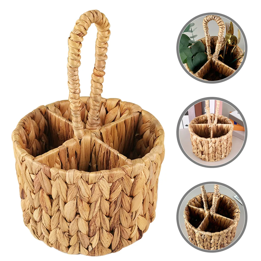 

Basket Cutlery Organizer Tabletop Sundry Household Woven Container Practical Spoon