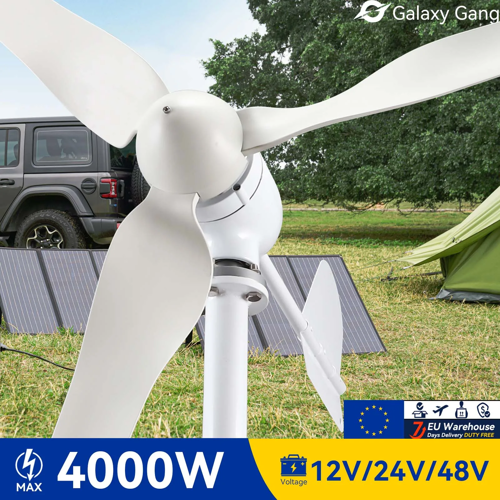 

Galaxy Gang 4000w 4KW Wind Turbine Generator 48v 12v 24v 3 Blades Small Home Use Windmill With Mppt Charge Controller