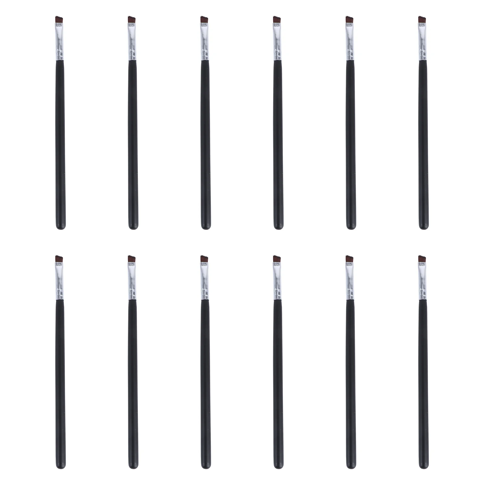 

12 Pcs Angled Eyebrow Brush Tool Shadow Mini Gel Eyeliner Set Foundation Wooden Bridegroom Black