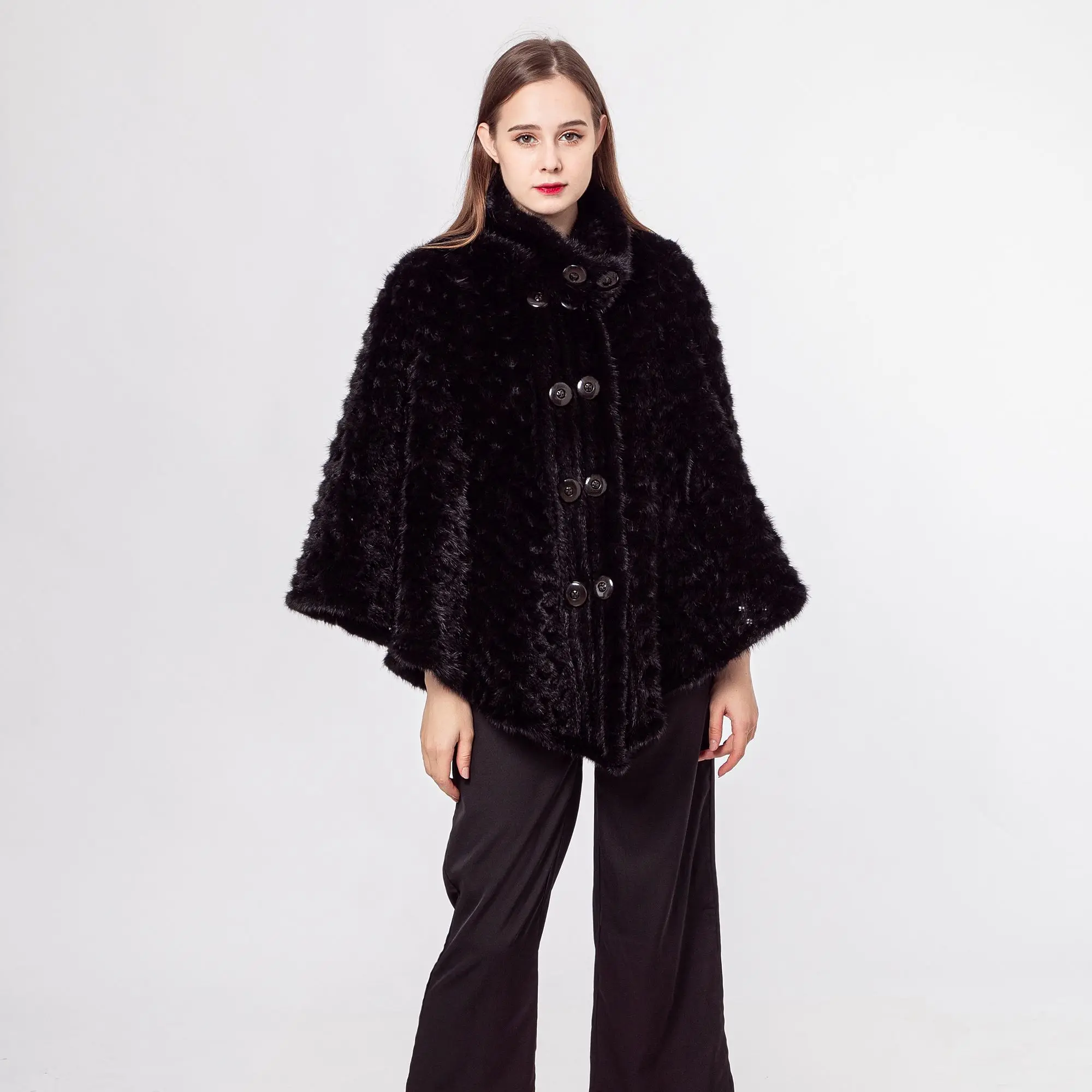 Вязаная шаль из меха норки для званного ужина Новый французский дизайн