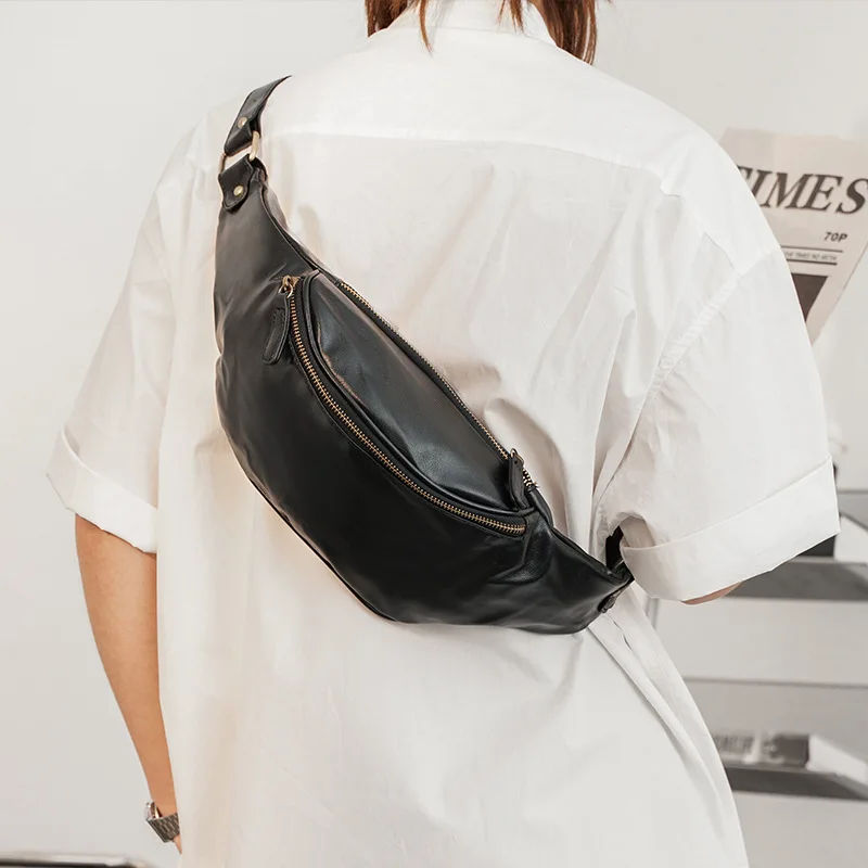 New Fashion Waist Pack Male Small Chest Bag Sports Men's Waist Bag PU Leather Fanny Pack Casual Shoulder Crossbody Bag