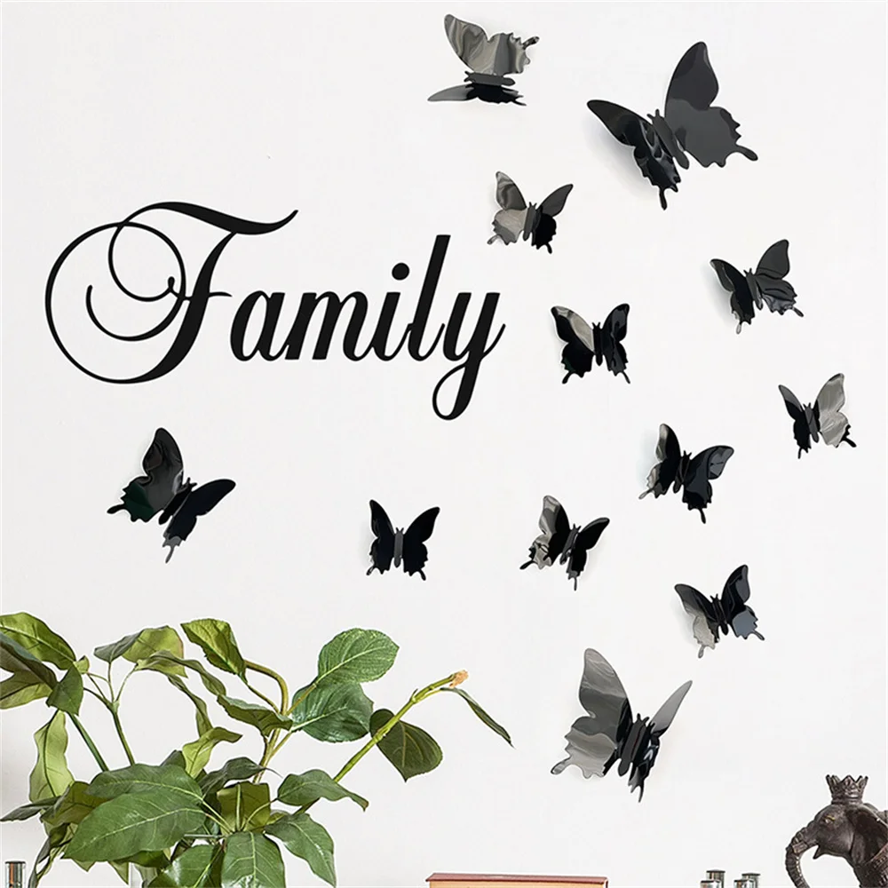 DIY PVC Stickers Wallpaper Decals 3D Cute Butterfly Wall Decorative Stickers for Living Room Doors Windows Bathroom TN88