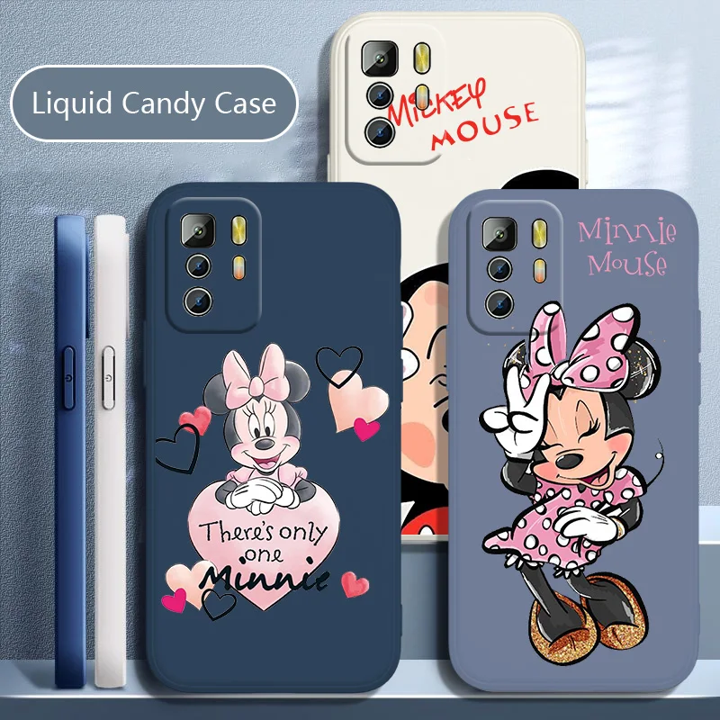 

Pink Mickey Minnie Mouse Phone Case For Xiaomi Redmi Note 11T 11 11S 10T 10 9T 9S 9 8T 8 7 6 5 Pro Liquid Rope Funda Cover Soft