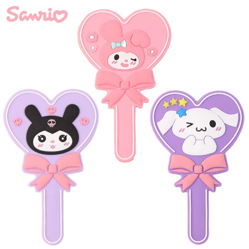 

Anime Sanrioed My Melody Kuromi Cinnamoroll Portable Hand-held Mirror Cute Cartoon Love Heart Shape Cosmetic Mirror Girl Gift