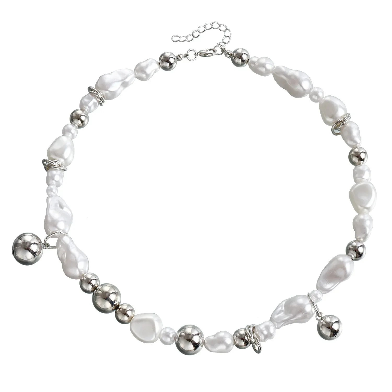 Ожерелье женское из бисера с большими белыми бусинами металлическое колье