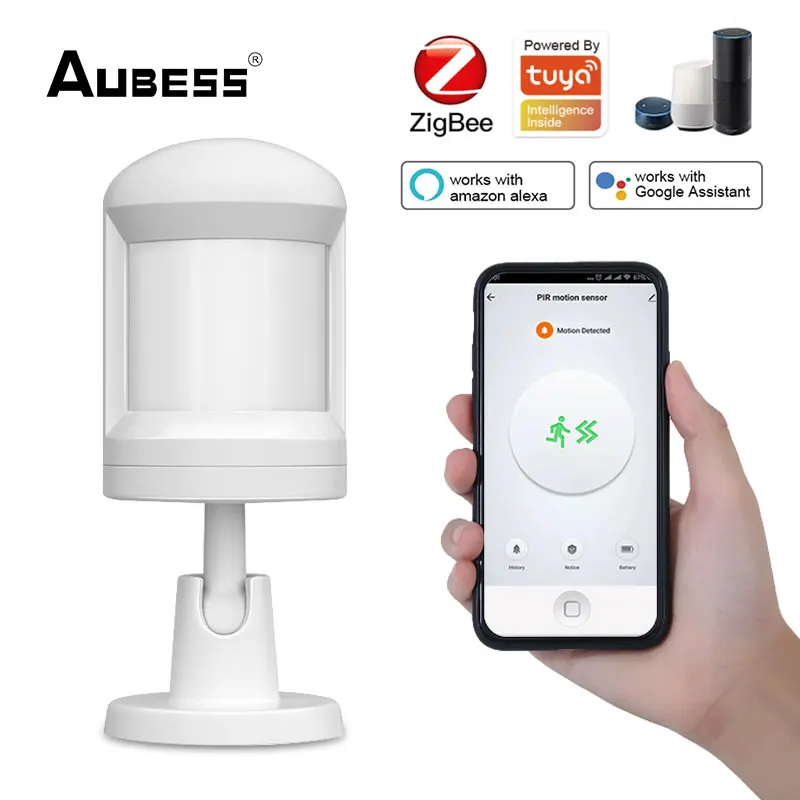 

Battery Powered Zigbee Sensor App Control Voltage Monitoring Motion Detector Rotatable Long Standby Pir Sensor 7 M Alarm Pushes