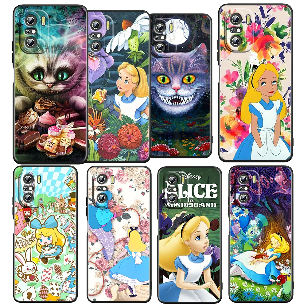 

Alice in Wonderland Disney For Xiaomi Redmi 10 10X 9T 9C 9C 8 7 5 K50 K40S Gaming 4G 5G Silicone TPU Soft Black Phone Case Funda