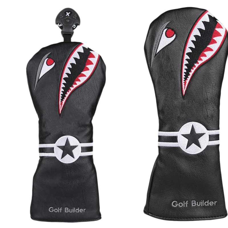 

2PCS Shark Golf Club Head Cover For Driver Fairway Wood Hybrid Mallet Blade Putter Golf Clubs Headcovers Protector