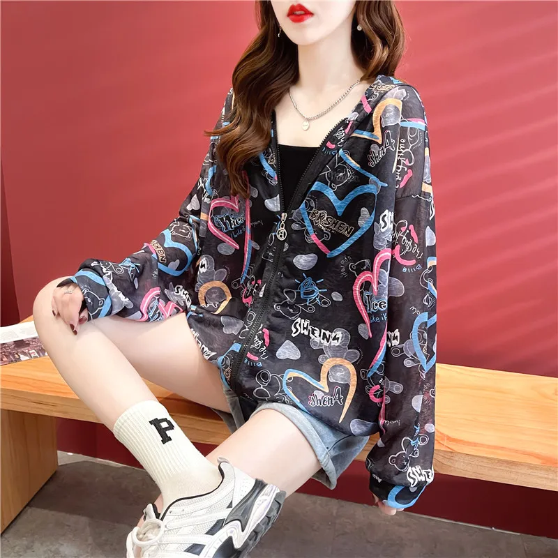

Outdoor sunscreen clothes women's summer Korean version loose large ice silk breathable thin sunscreen clothes wear cardigan jac