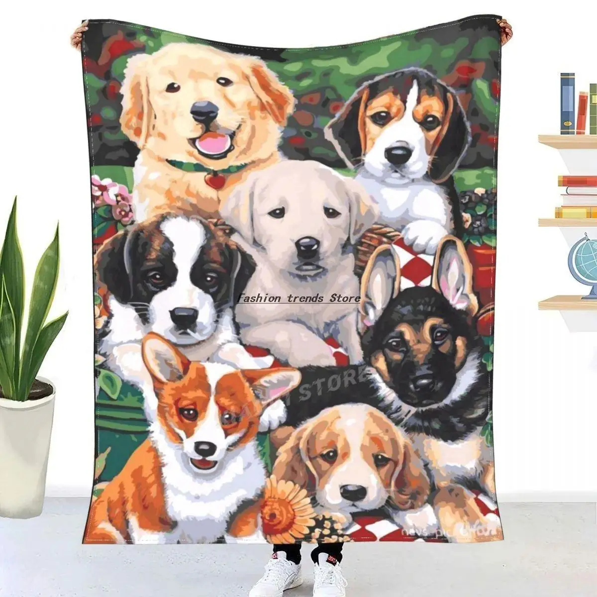 

Dawhud Direct Garden Puppies Super Soft Plush Fleece Throw Blanket by Jenny Newland