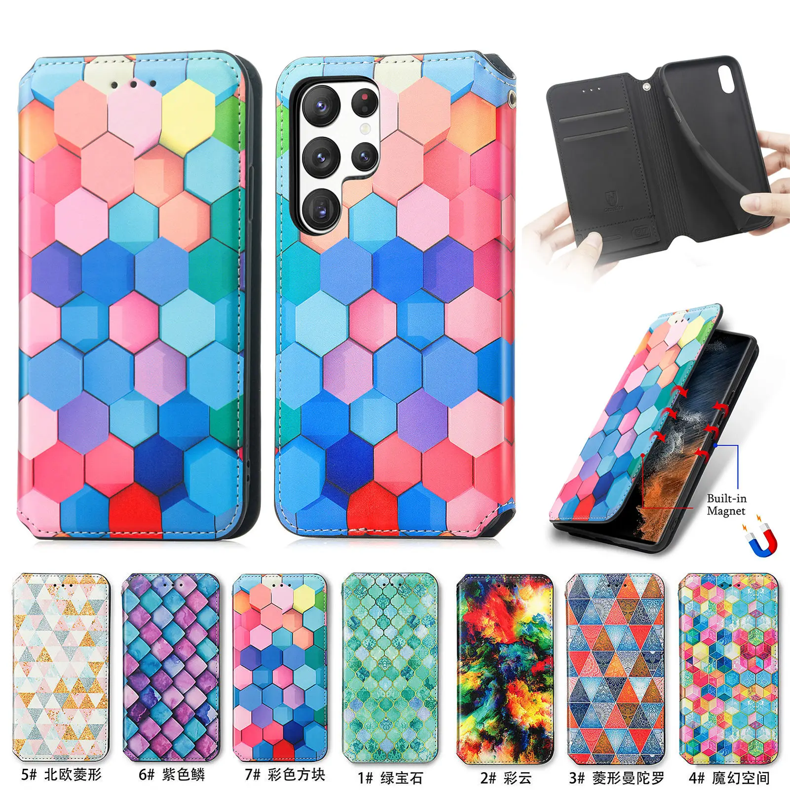 

For Samsung A34 5g Case Flap Wallet Stand Card Pocket Shockproof Color Leather Cover For Galaxy A04e A14 A54 A23 A03s A13 A22