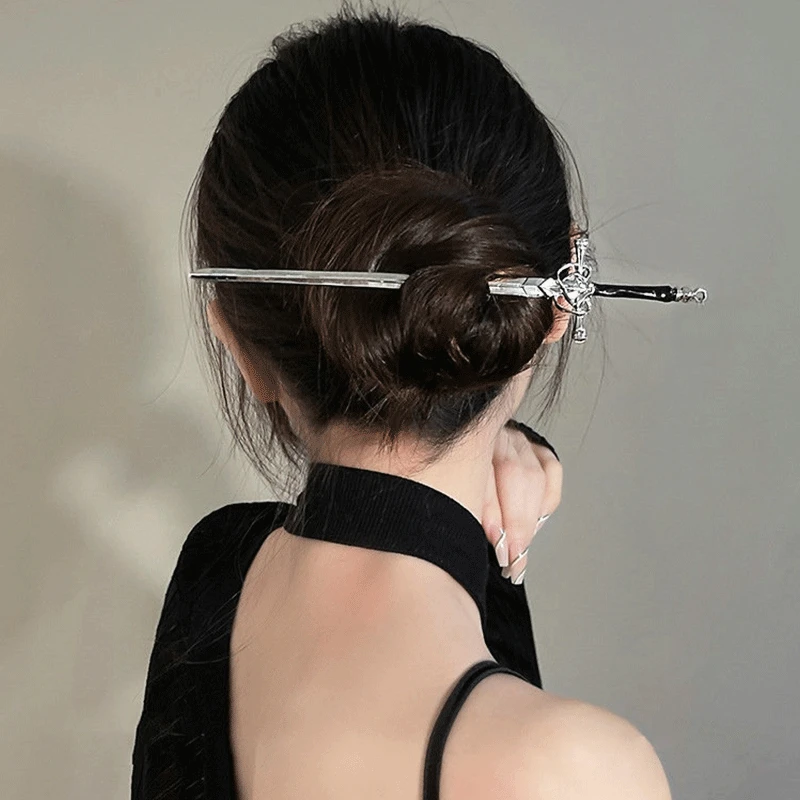 

New Trend Punk Metal Sword Hairpin Chinese Simple Hair Sticks for Women DIY Hairstyle Design Tools Accessories Dropshipping
