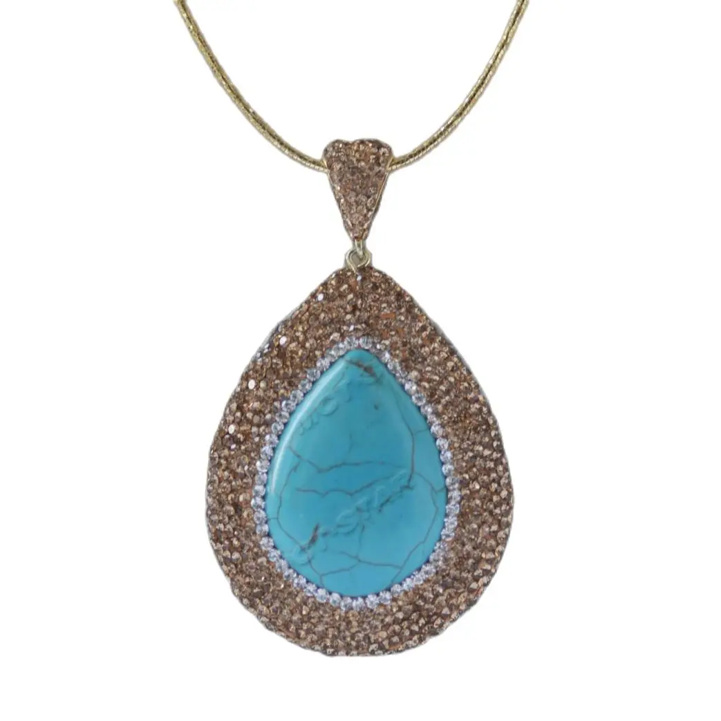 

Z11881 Huge 60mm All CZ Blue Turquoise Heart Pendant