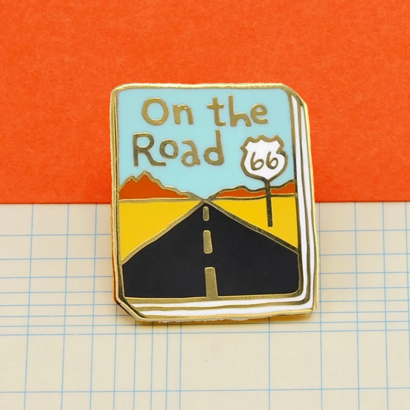 

Classic Cartoon On the Road Book Brooch Metal Badge Lapel Pin Jacket Jeans Fashion Jewelry Accessories Gift