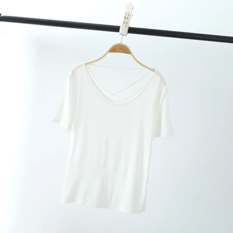 

2022new 2021 Women Clothes T Shirt With T shirts Cotton Summer Top T Shirt White Short Solid O-Neck