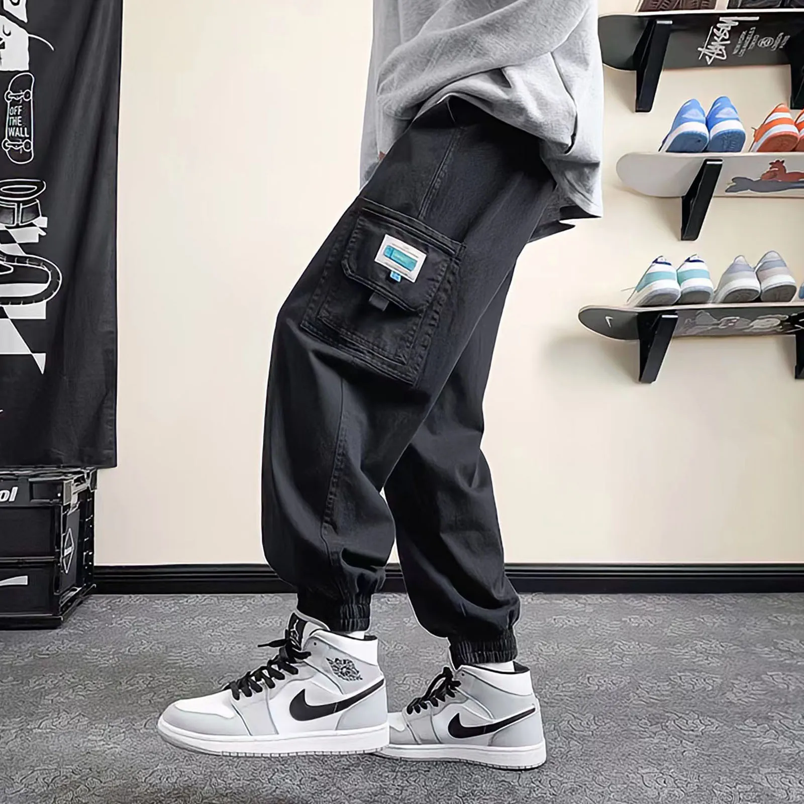 Cargo Pants Man Summer Korean Fashion Harajuku Large Pocket Straight Jeans Streetwear Vintage Loose Wide Leg Casual Trousers