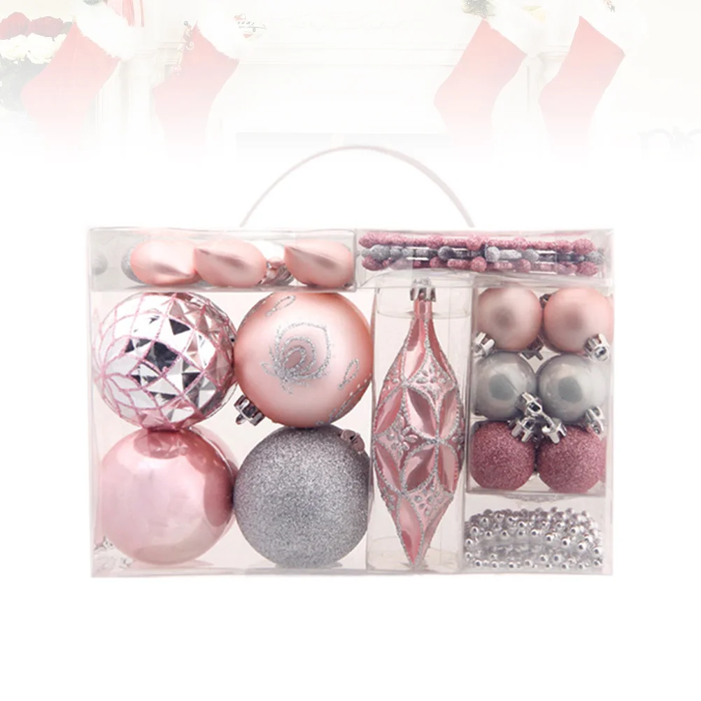 

50pcs Xmas Pendants Painting Balls Snowflake Heart Shaped Hanging Ornaments Wall Decor