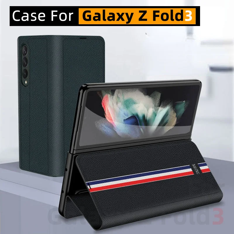 

Чехол для Galaxy z Fold 3, чехол для Galaxy z Fold3, Ультратонкий чехол из натуральной кожи с защитой от падения