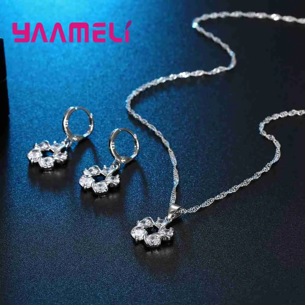 100% Стерлинговое Серебро 925 пробы красивый дизайн ожерелье с кубическим цирконием