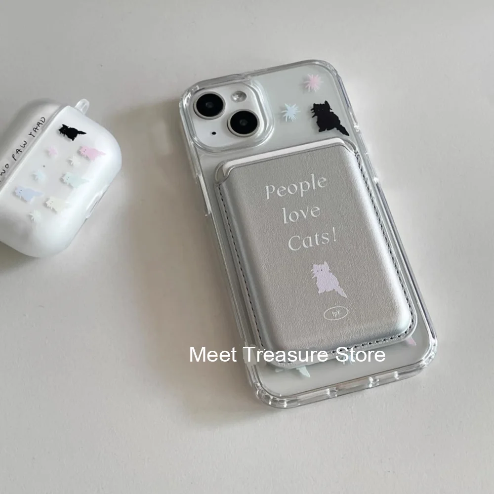 Фото Korean Ins Cute Playful Pet Colorful Cat MagSafe Phone Case For iPhone 16 15 14 13 12 11 Pro Max Plus MINI Y2K Cute Kawaii Cover №2