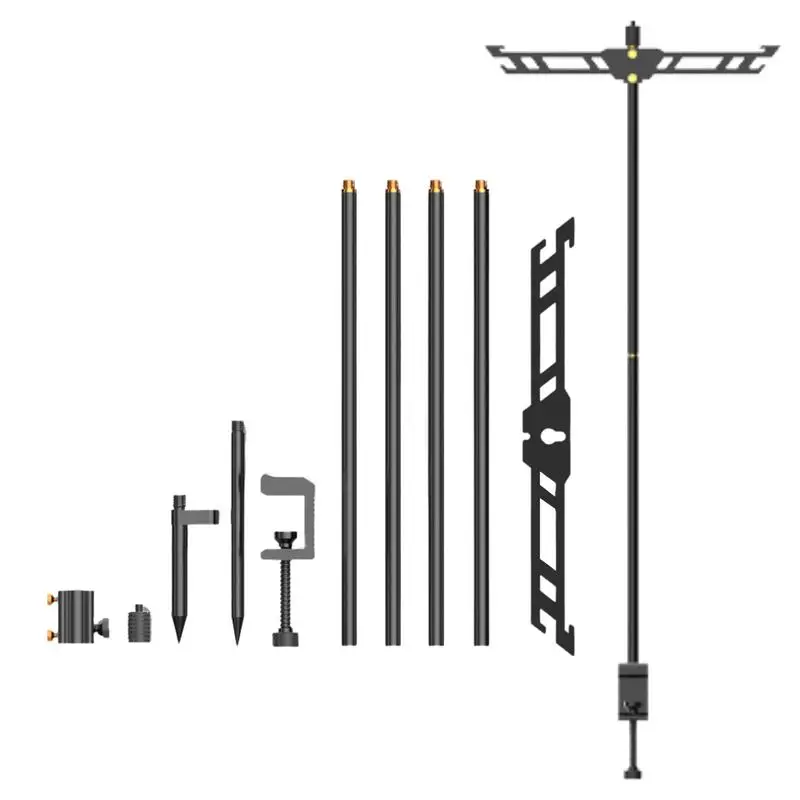 

Camping Lantern Stand Adjustable Heights Lightweight Hanger Aluminum Alloy Outdoor Lantern Pole Hanger With Stake End Blue Red