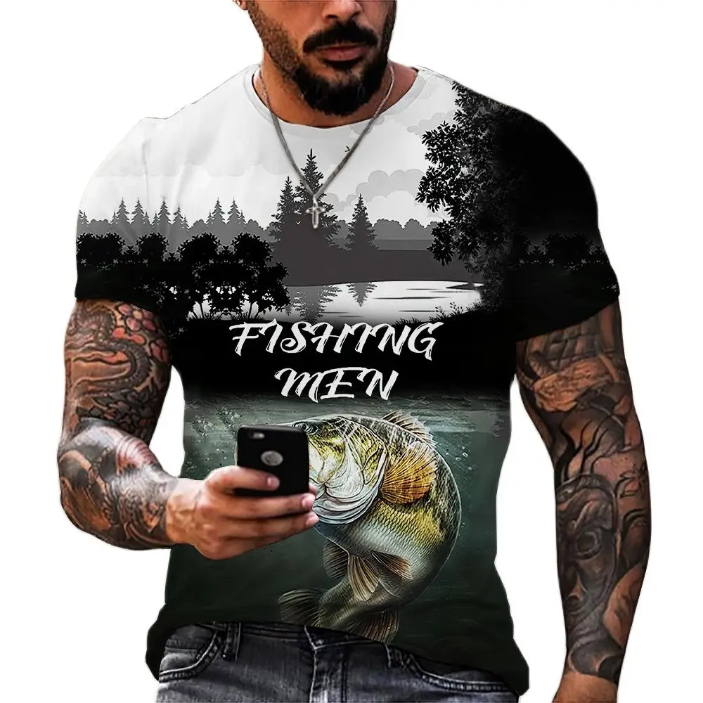 

Летняя модная мужская футболка с 3D-принтом карпа, футболка оверсайз, мужская одежда с коротким рукавом и круглым вырезом, бесплатная достав...