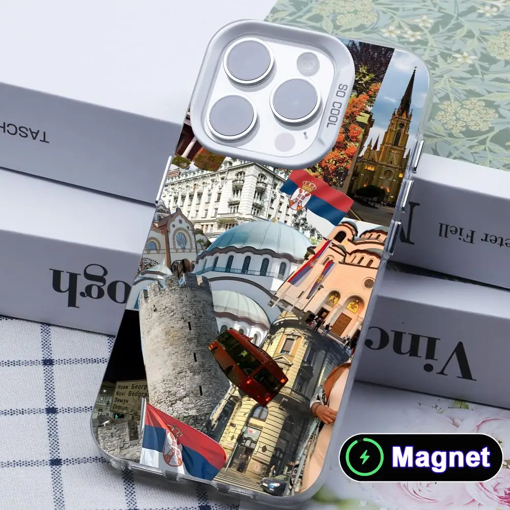 Фото Чехол для телефона MagSafe с флагом Сербии, белый, полупрозрачный, для iPhone 17 16 15 14 13 12 11 X XR XS Air Pro Max Plus №5