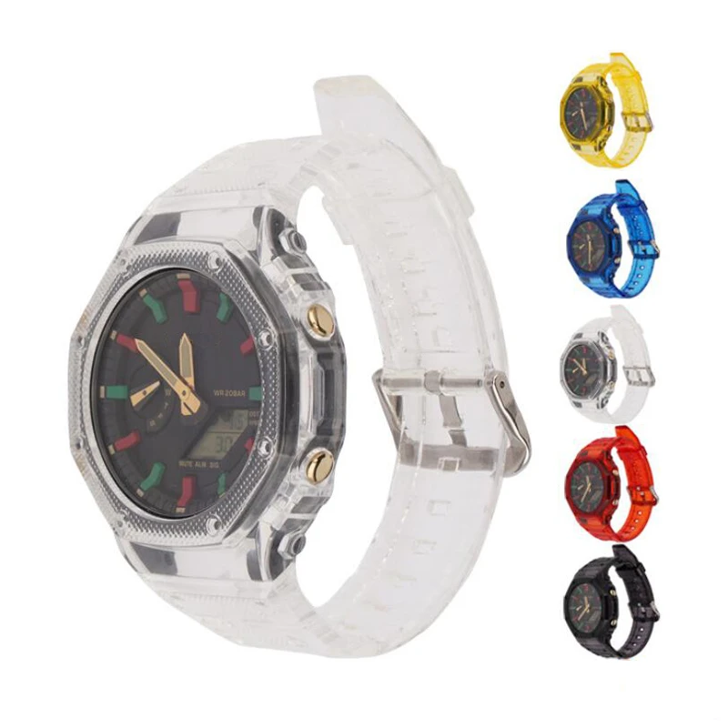 

Watch Strap+Case For Casio G-shock GA2100 GA-2100 Fashion Silicone Anti-fall Sweat Proof Replacement Bracelet Bands Sport Strap