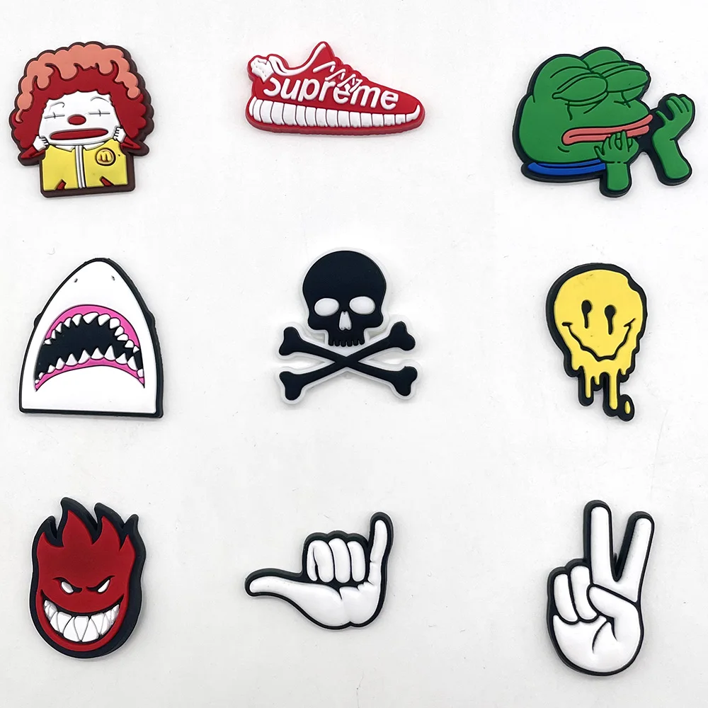 Hot 1 Piece 9 Kinds of Funny Patterns Shoes Charming Accessories PVC Croc Children's Party Gift Cartoon Style Jibz