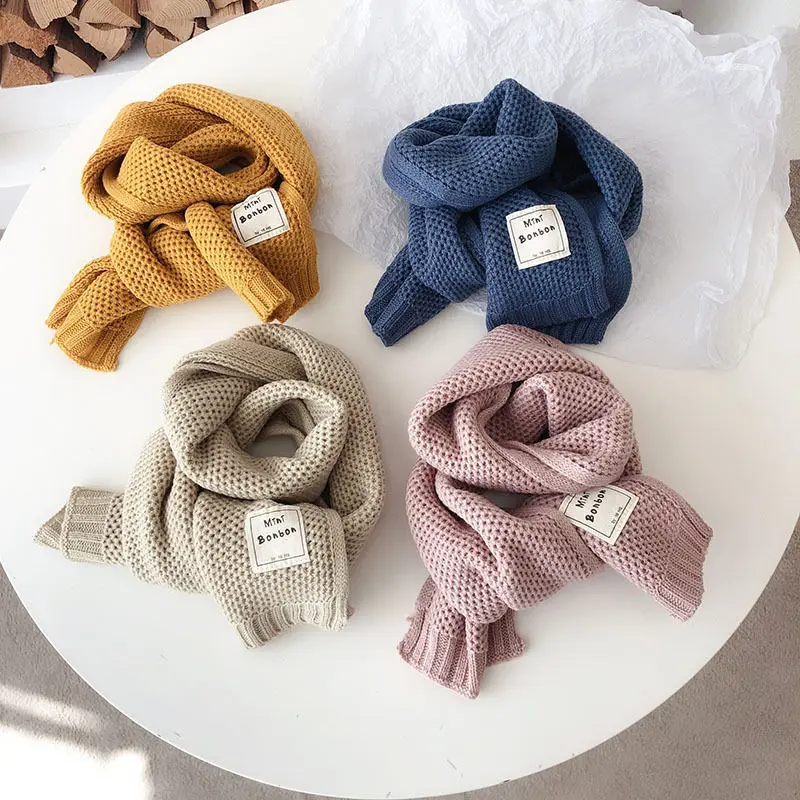 Korean Fashion Kids Scarf Autumn Winter Children's Knitting Baby Bib Wool Knitting Winter Versatile Female Keep Warm Girl Boy