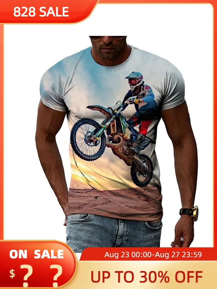 

New 3D Men Fashion Motocross graphic t shirts Summer Casual Print short sleeve t-shirts Cool Locomotive Pattern T-shirts Tops