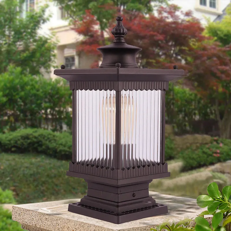 

Наружная Водонепроницаемая литая алюминиевая лампа в европейском стиле, квадратная светодиодная Напольная Лампа для сада, виллы, дверей