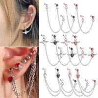 1pc surgical steel cz gem ear tragus cartilage piercing zircon dangle chain earring conch ear stud helix piercing body jewelry
