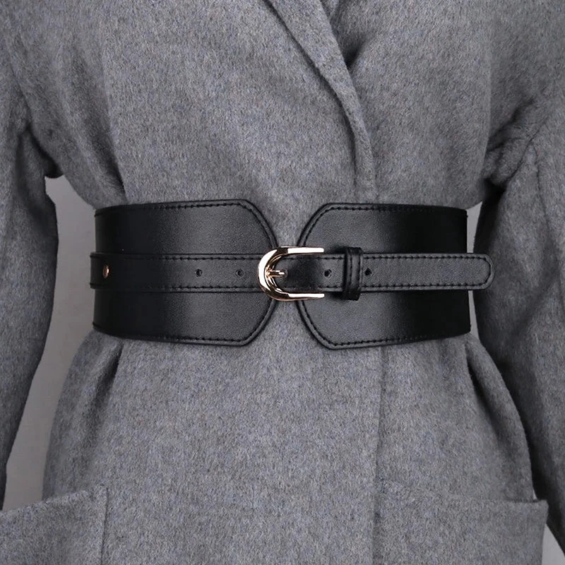 

Luxury Ladies Wide Belt Elastic Vintage Buckle Leather Wide Fashion Wild Pin Buckle Women's Belt Waist Seal Belt