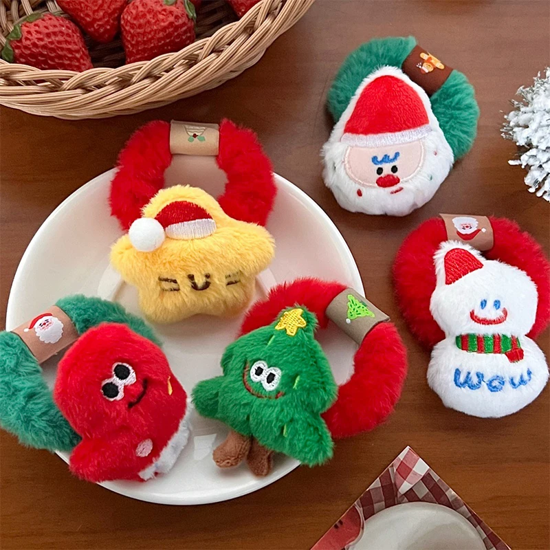 Рождественские плюшевые эластичные резинки для волос с героями мультфильмов