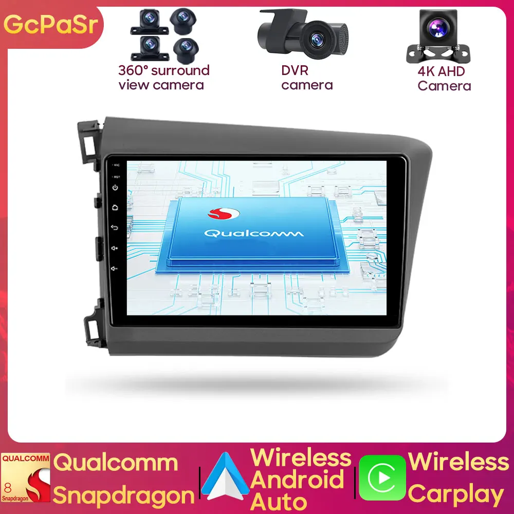 

Qualcomm Snapdragon Auto Car Radio Player For Honda Civic 9 FB FK FD 2011 - 2015 Android Navigation GPS Audio Carplay 5G Wifi BT