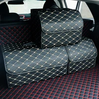 car storage bag pu leather trunk organizer box storage bag folding folding car trunk stowing tidying for car suv