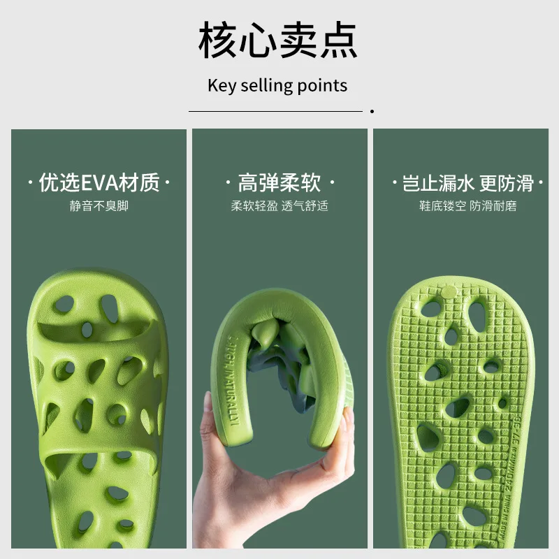 EVA Bathroom Slippers for Women Summer Fashion Couples Home Slippers for Indoor Men Hollow Out Quick Drying Slippers for Bathing