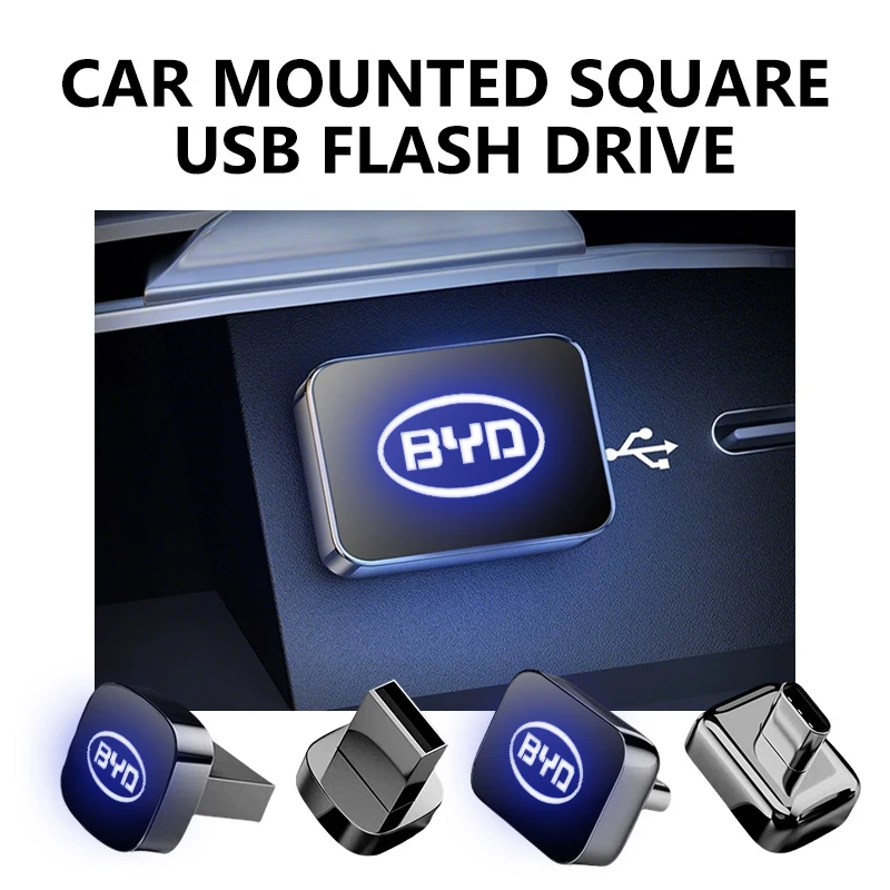 Фото USB-флешка 32ГБ/64ГБ с LED-подсветкой, модный дизайн, для автомобилей BYD M6 G3 G5 T3 F3 I3 F0 F6 S6 S8 E5 E6 G6 L3 S7 G7 №1