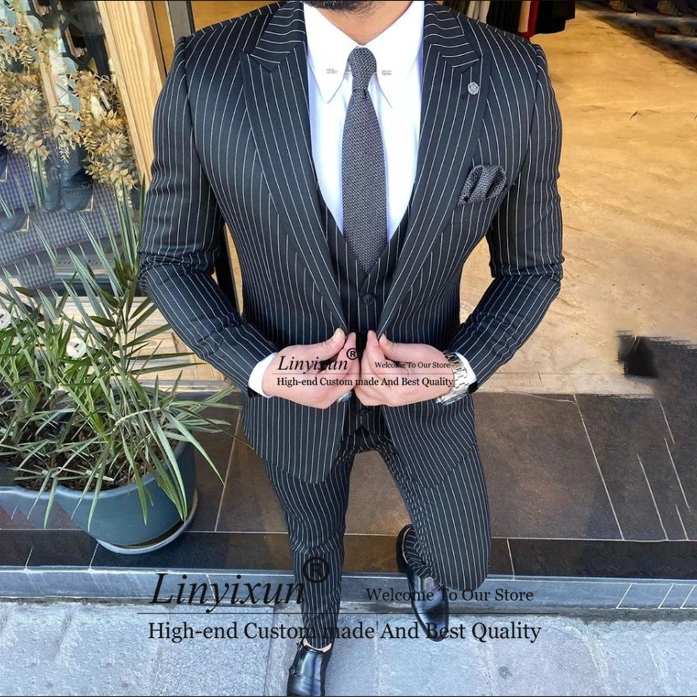 Slim Fit 3 Piece Set Formal Business Blazer Wedding Groom Tuxedo Costume Homme Jacket Vest Pants