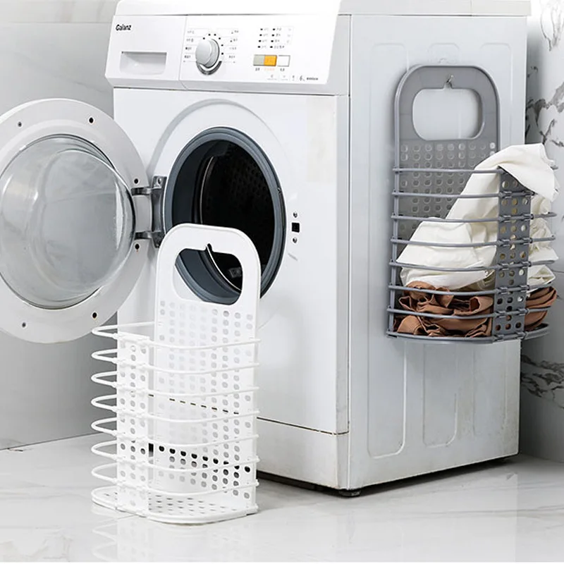 

Dirty Laundry Basket Bathroom Folding Laundry Hamper Plastic Wall-Mounted Dirty Clothes Holder Organizer Storage Basket