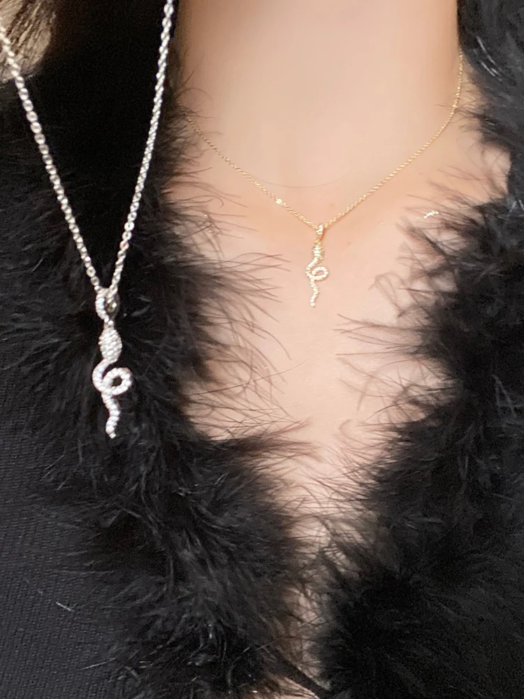 S925 Серебряное ожерелье Змеевидный кулон