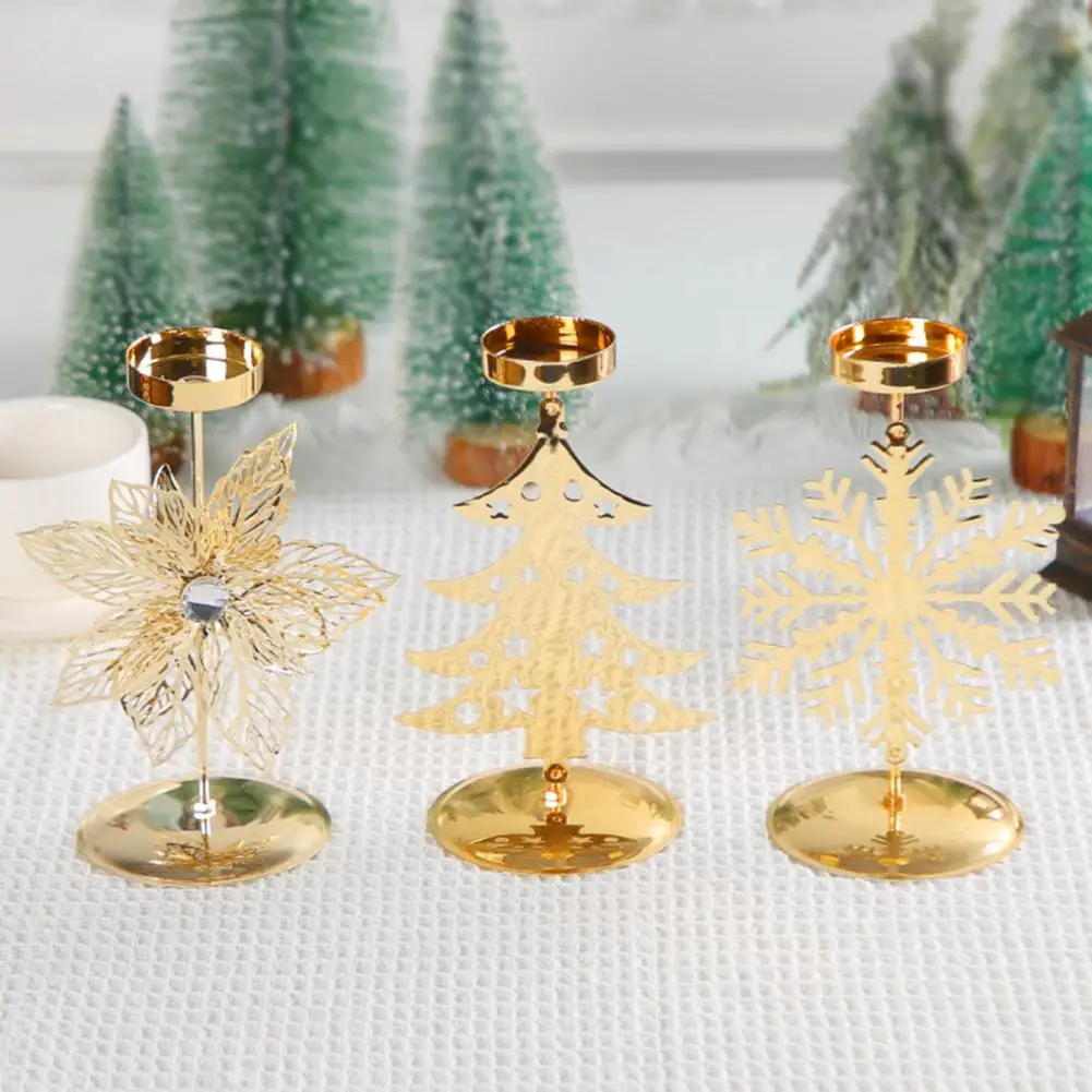 Snowflake Candlestick Elegant Metal Base For Christmas Dinner Or Home Office Gift Metal Base Candle