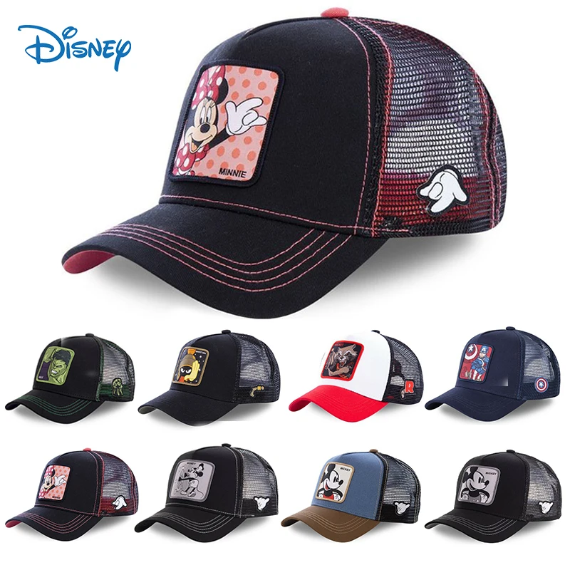 

Disney Marvel Hat Minnie Mickey Baseball Cap Cotton Snapback Hats Men Women Hip Hop Dad Mesh Hat Trucker Caps Sprots Golf Caps
