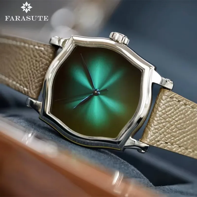 Фото FARASUTE 38 мм ретро сапфировый циферблат Sunray наручные часы HangZhou 2824 автоматические механические мужские часы водонепроницаемые часы reloj №1