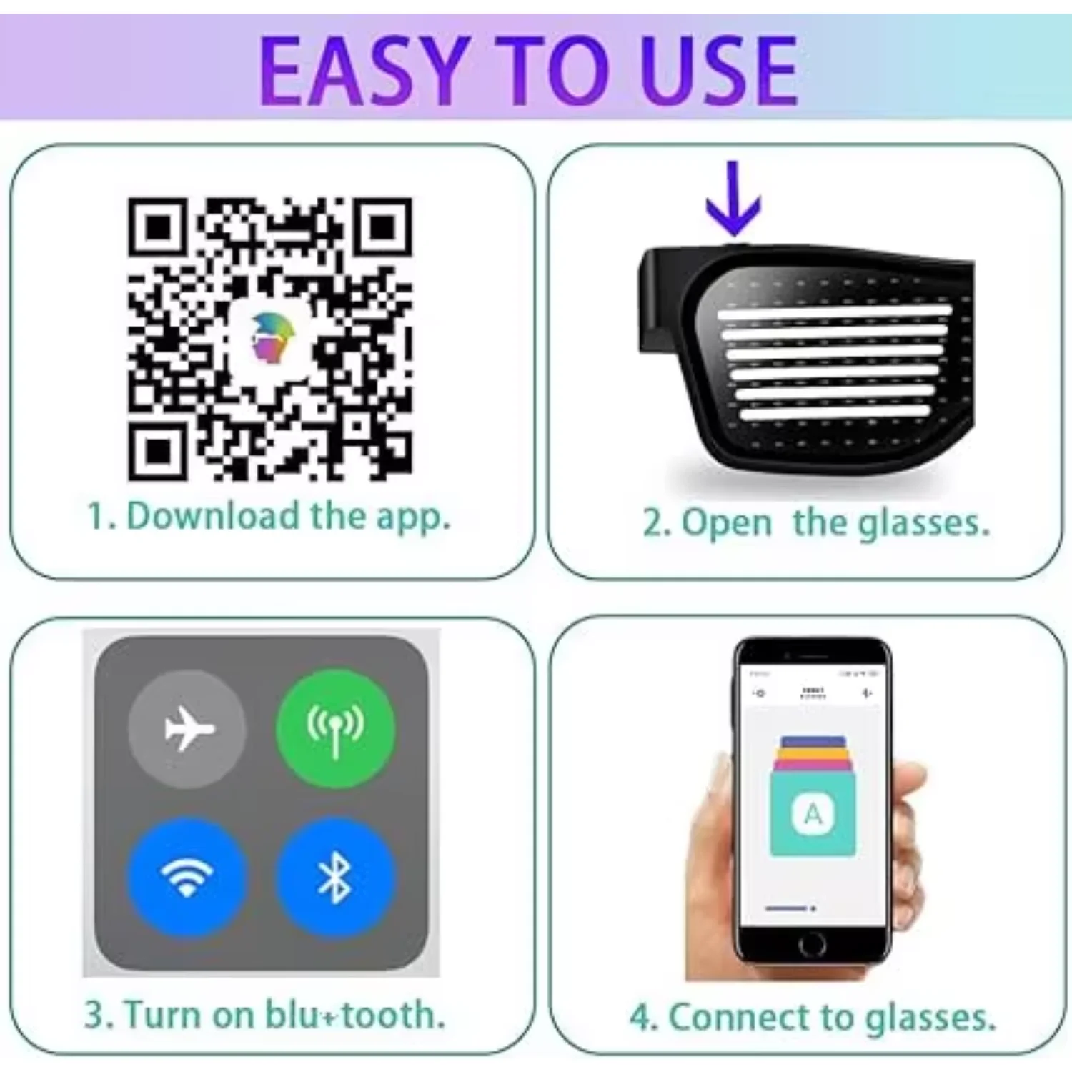 Настраиваемые светодиодные очки с синим зубом для рейвов фестивалей развлечений